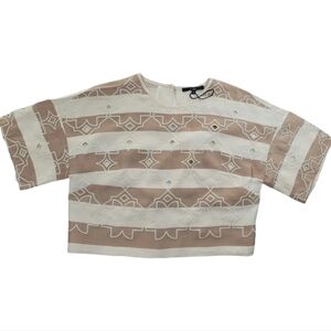 **NWOT**TIBI International Women's 100% Silk Embroidered Short Sleeve Top XS‎